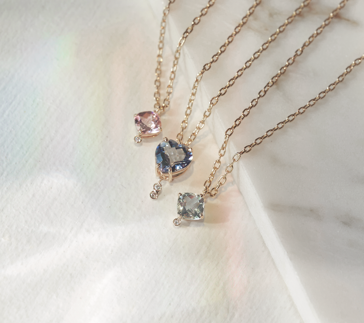 Morganite, Blue Quartz, Aquamarine Jewelry 18k Yellow Gold Fine Jewelry made in NYC with love Shop Now!