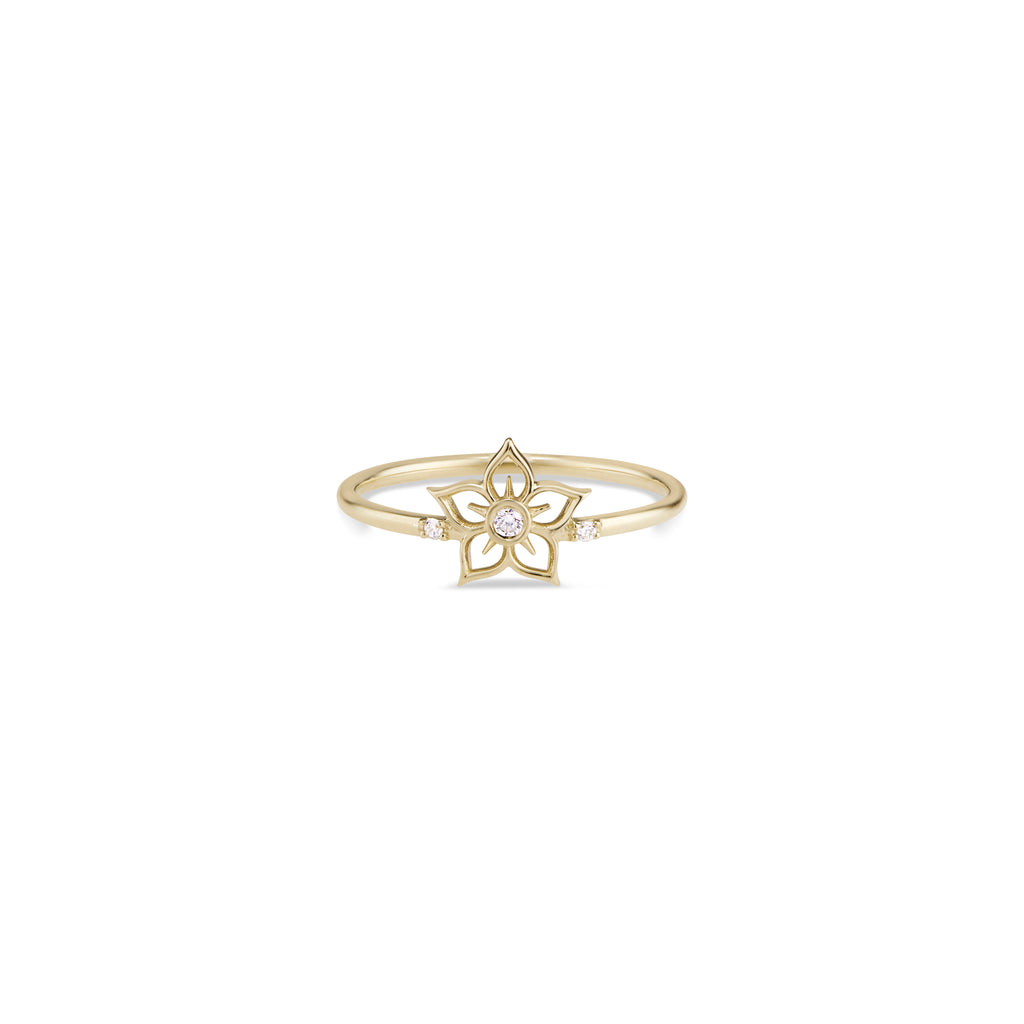 Solid Gold Flower Diamond Ring Made in NYC – Isa Foxx